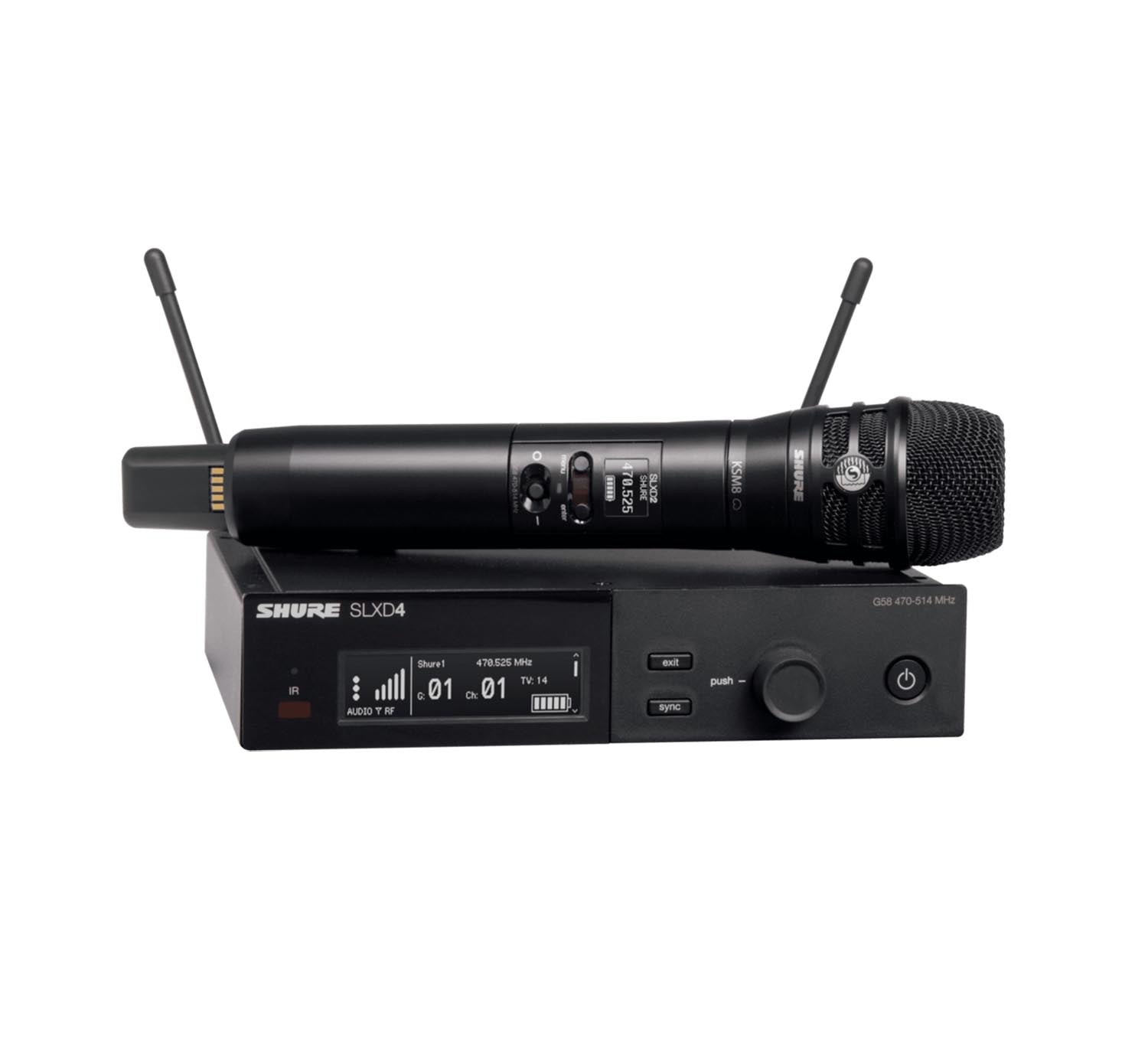 Shure SLXD2/K8B=-G58 Handheld Transmitter with KSM8 Dualdyne Interchangeable Microphone Capsule - G58 (470-514 MHz) - Hollywood DJ