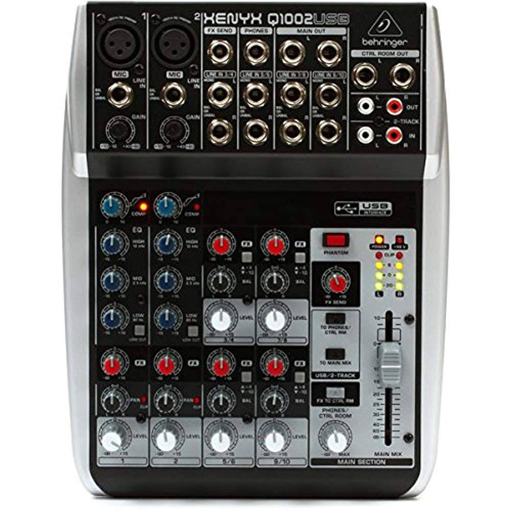 Behringer Q1002USB, 10-Input 2-Bus Mixer with USB Audio Interface - Hollywood DJ