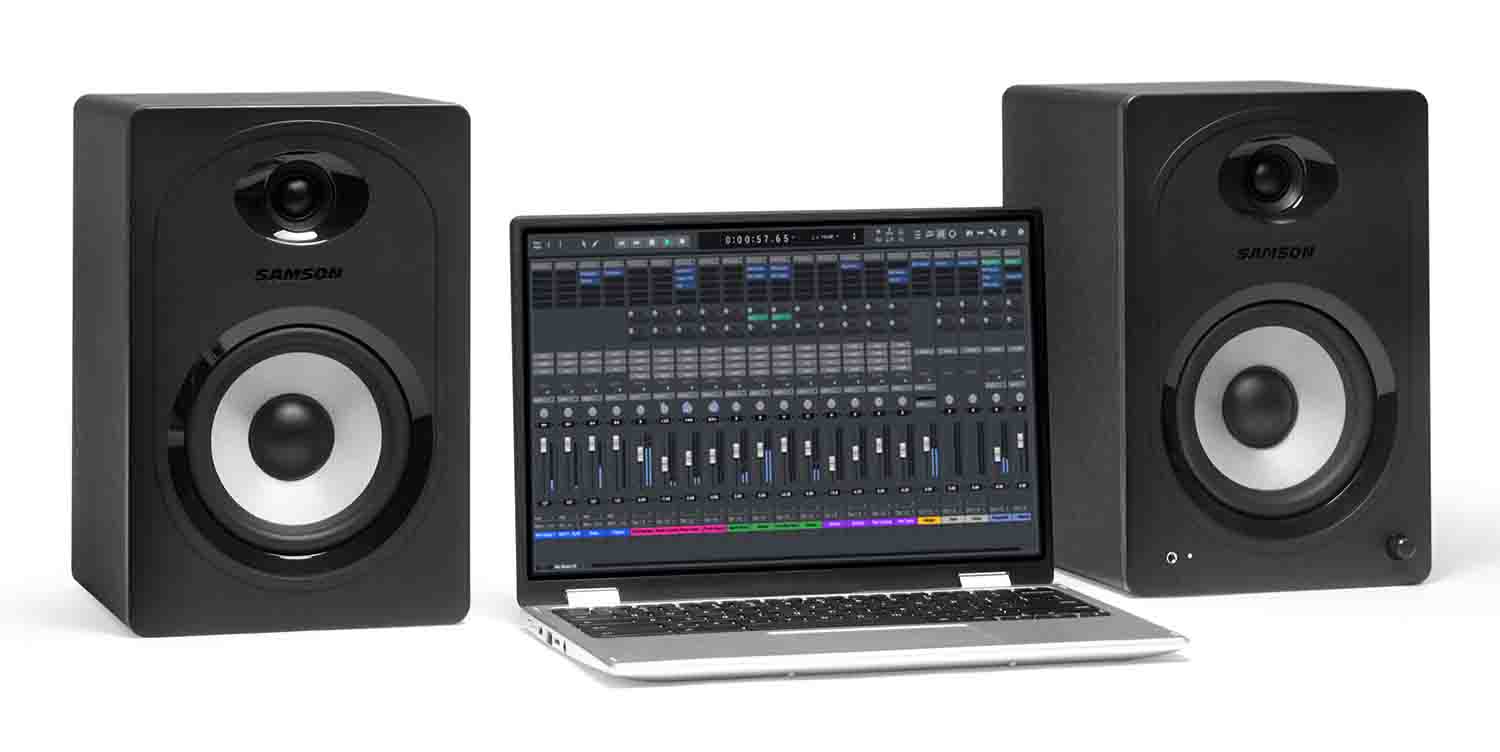 Samson MediaOne M50BT Powered 5-Inch 2-Way Studio Monitors with Bluetooth - Hollywood DJ