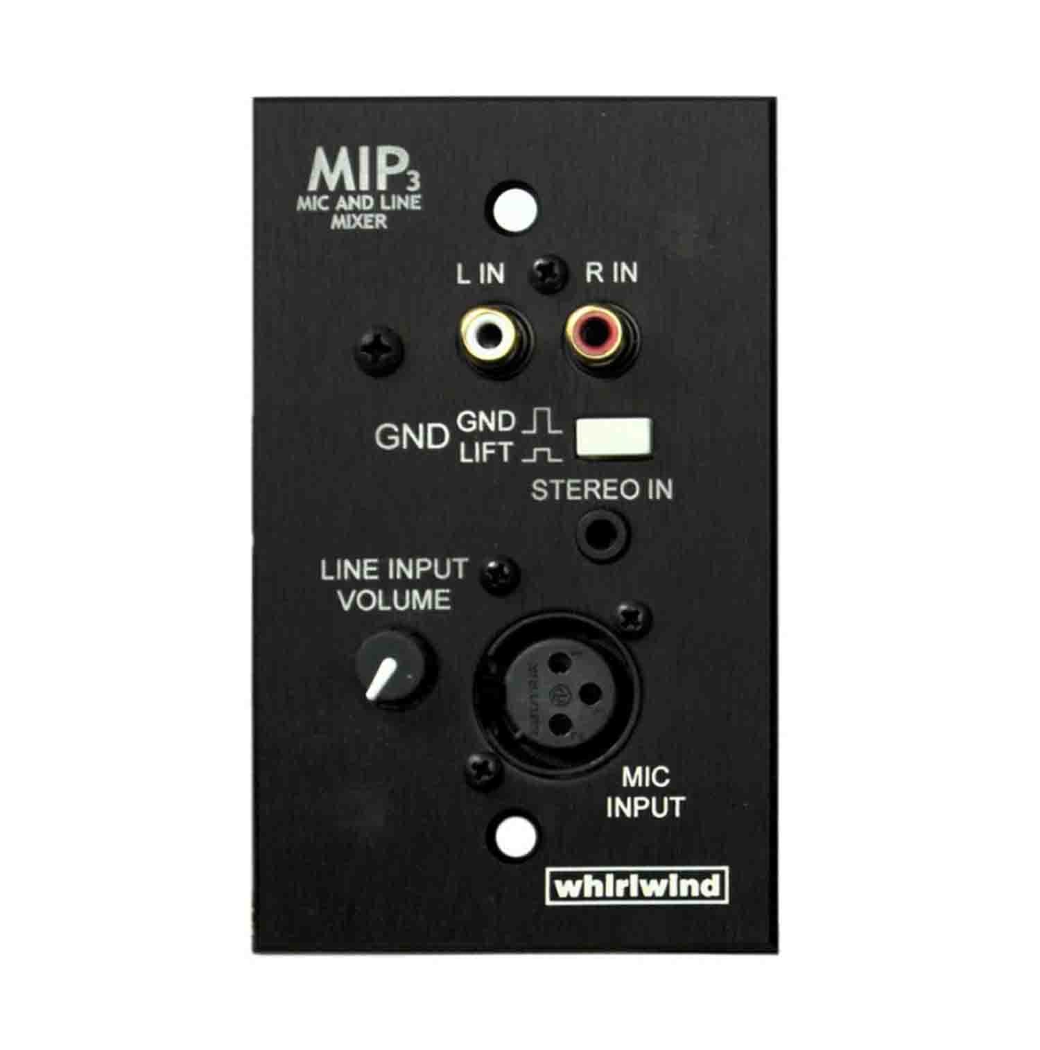 Whirlwind MIP3B One-Gang Passive Wall Plate Audio Mixer - Black - Hollywood DJ