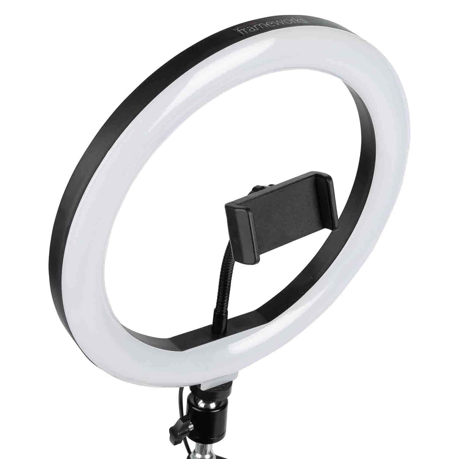 Gator Frameworks GFW-RINGLIGHTTRIPD 10 Inch LED Ring Light Stand with Phone Holder and Tripod Base - Hollywood DJ