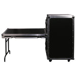 Odyssey FZGS1116WDLX Deluxe 11U Top Slanted 16U Bottom Vertical Pro Combo Rack with Casters, Side Table, and Glide Platform - Hollywood DJ