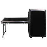 Open Box: Odyssey FZGS1116WDLX Deluxe 11U Top Slanted 16U Bottom Vertical Pro Combo Rack with Casters, Side Table, and Glide Platform - Hollywood DJ