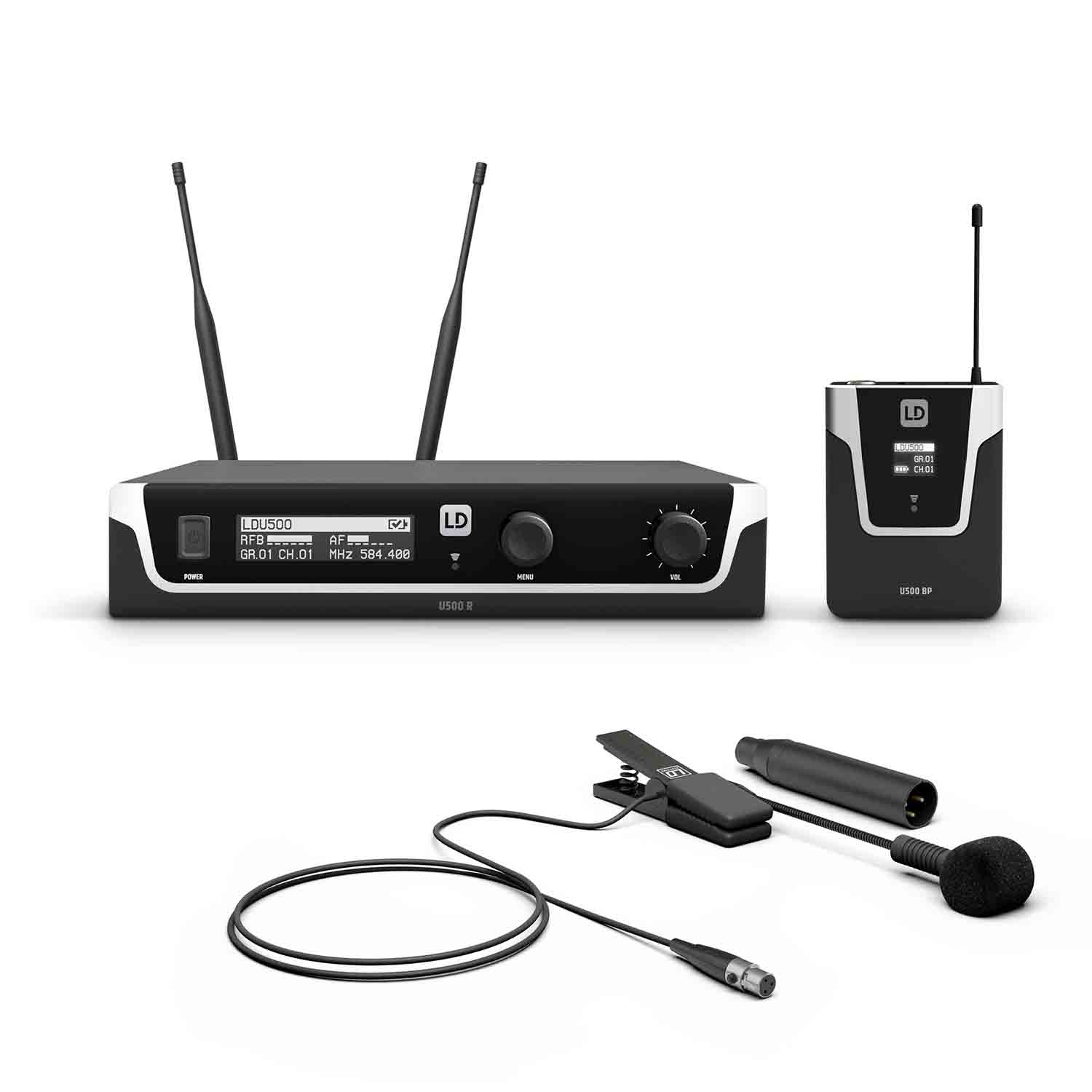 LD Systems U505 BPW Wireless Microphone System with Bodypack and Brass Instrument Microphone (584 – 608 MHz) - Hollywood DJ