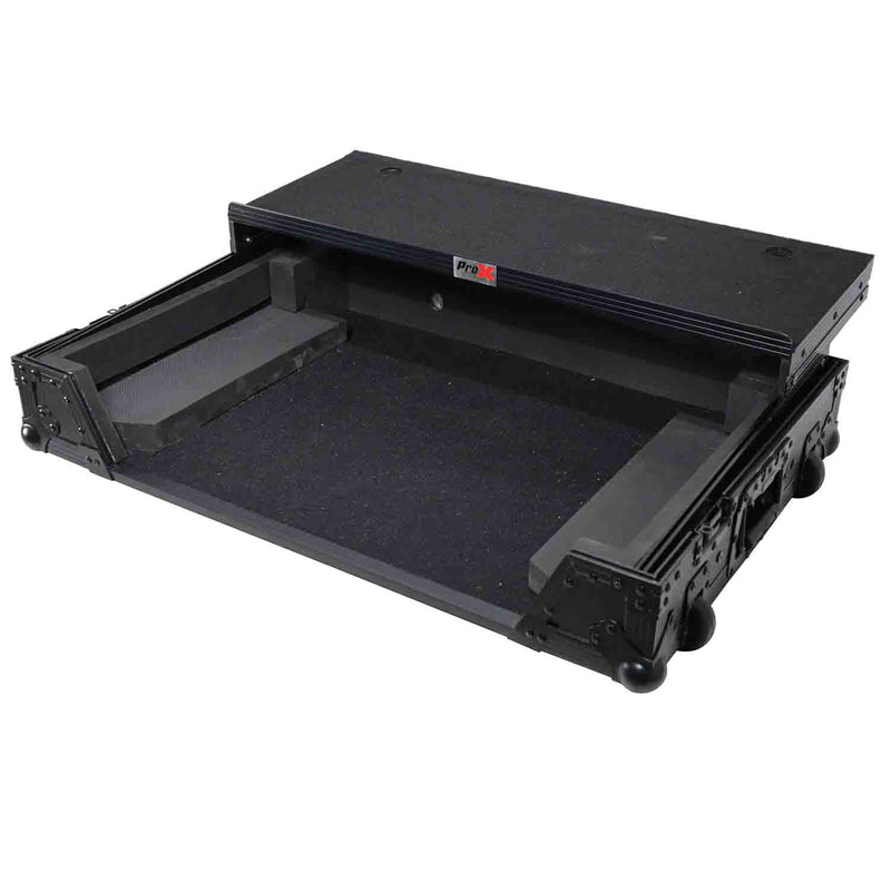 ProX XS-DDJREV7WLTBL DJ Flight Case for Pioneer DDJ-REV7 Digital Controller with Sliding Laptop Shelf and Wheels - Black Finish - Hollywood DJ