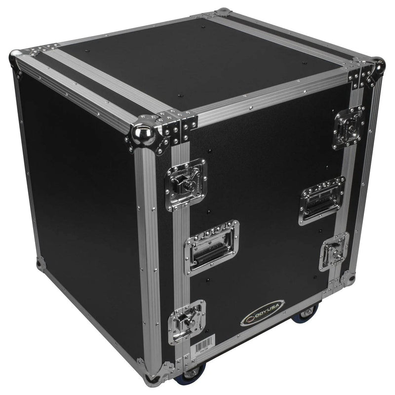 Odyssey FZS12W, 12U Shock Mount Rack Flight Case With Wheels - Hollywood DJ