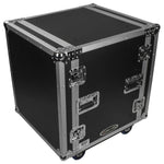 Odyssey FZS12W, 12U Shock Mount Rack Flight Case With Wheels - Hollywood DJ