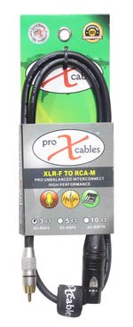 Prox XC-RXF03 Unbalanced RCA to XLR-F High Performance Audio Cable - 3 Feet - Hollywood DJ