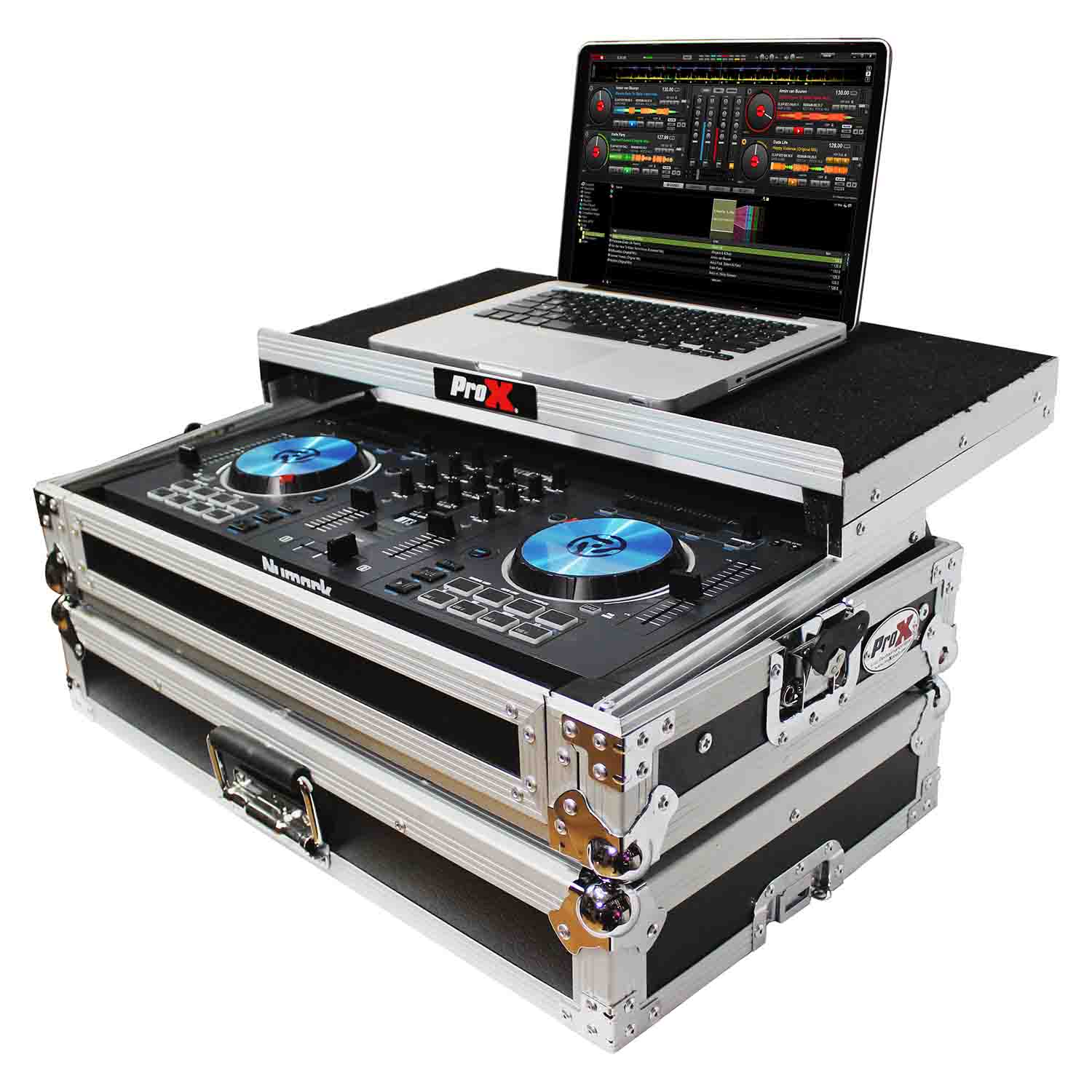 ProX X-MXTPRO3LT Flight Case for Numark MixTrack 3 Pro 3 and Platinum Digital Controller with Laptop Shelf - Hollywood DJ
