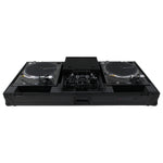 Odyssey FZGSLBM10WRBL Black Low Profile 10″ Format DJ Mixer and Two Battle Position Turntables Flight Coffin Case with Wheels and Glide Platform - Hollywood DJ