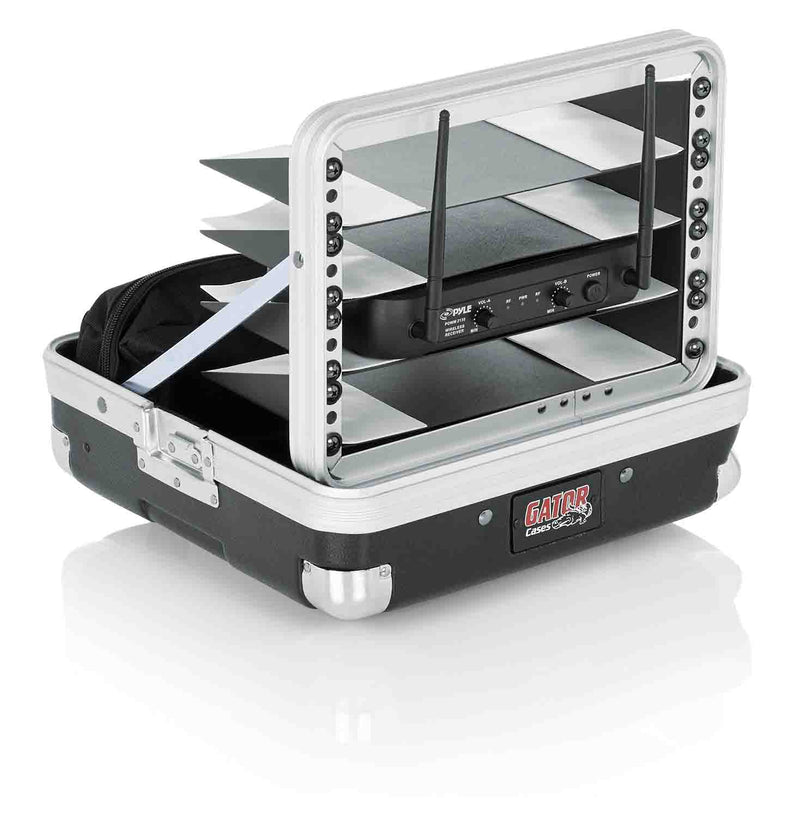 Gator Cases GM-4WR DJ Case for 4 Complete Wireless Microphone Systems - Half Rack - Hollywood DJ