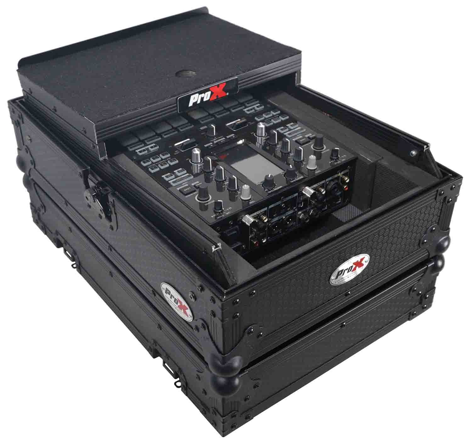 ProX XS-M11LTBL Pioneer DJM-S11 or Rane 72 MK2 Mixer Flight Case with Laptop Shelf - Black - Hollywood DJ