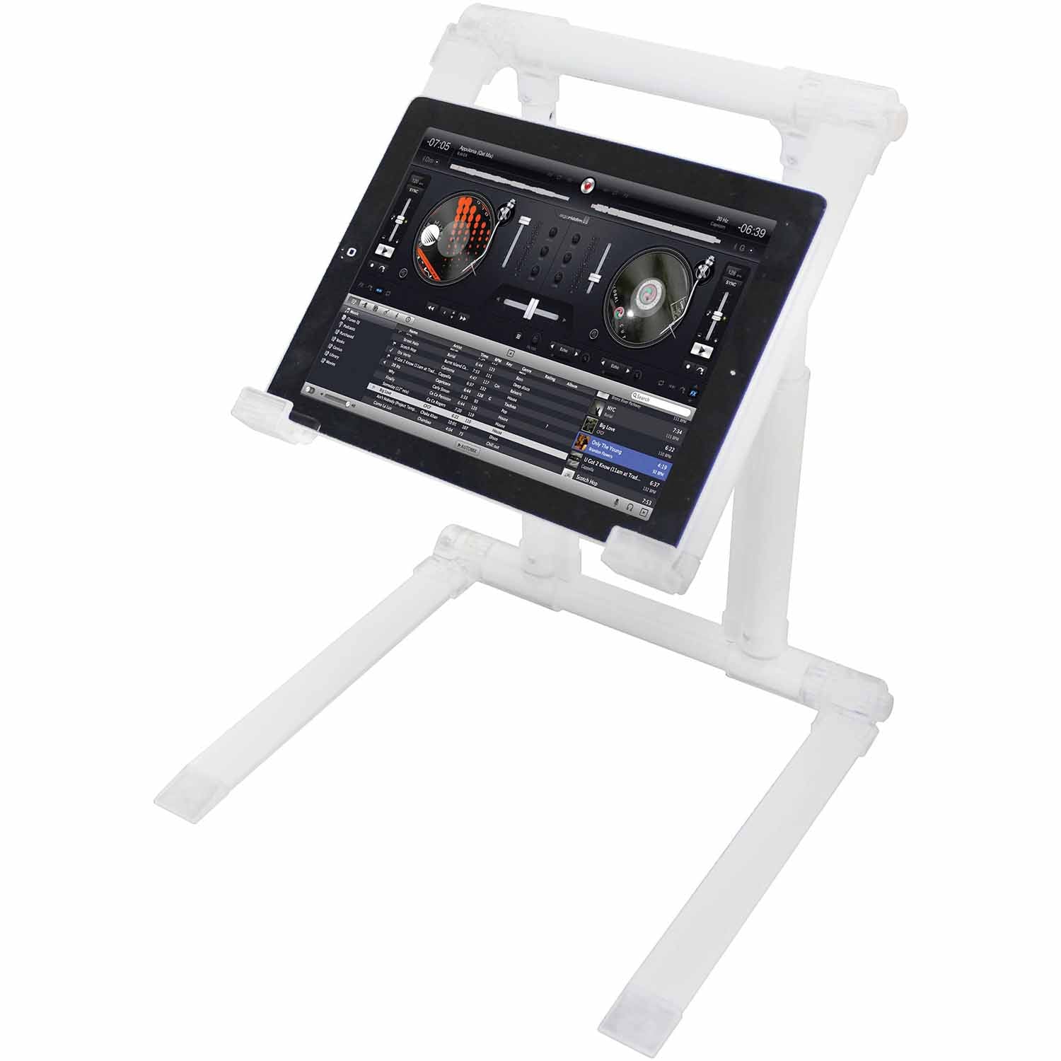 Odyssey LSTAND360WHT, DJ Folding Laptop Stand for Tablet Laptop L Stand Ultra 360 - White - Hollywood DJ
