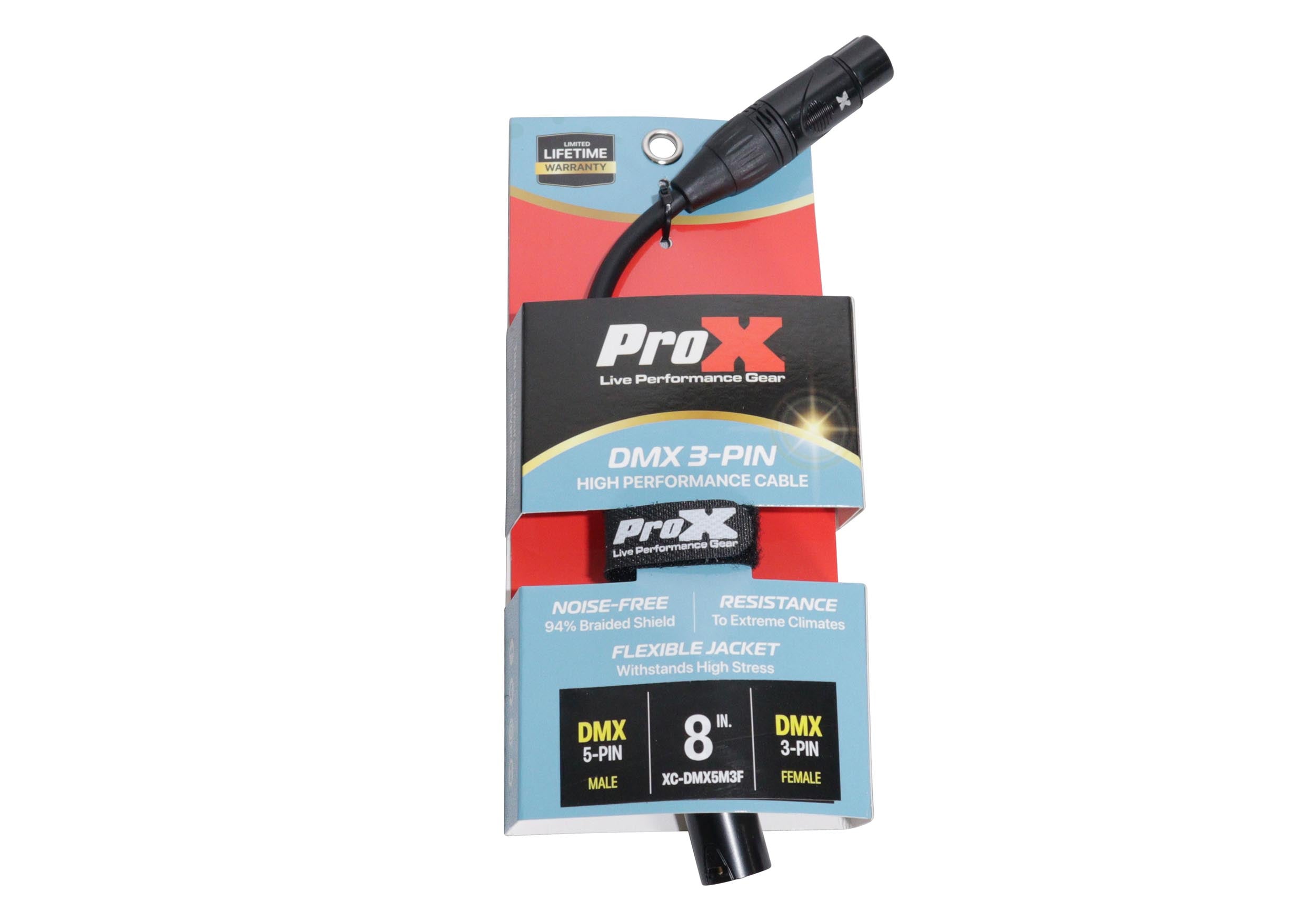 ProX XC-DMX5M3F Male XLR-5 to Female XLR-3 DMX Cable Adapter - 6 Inch by ProX Cases