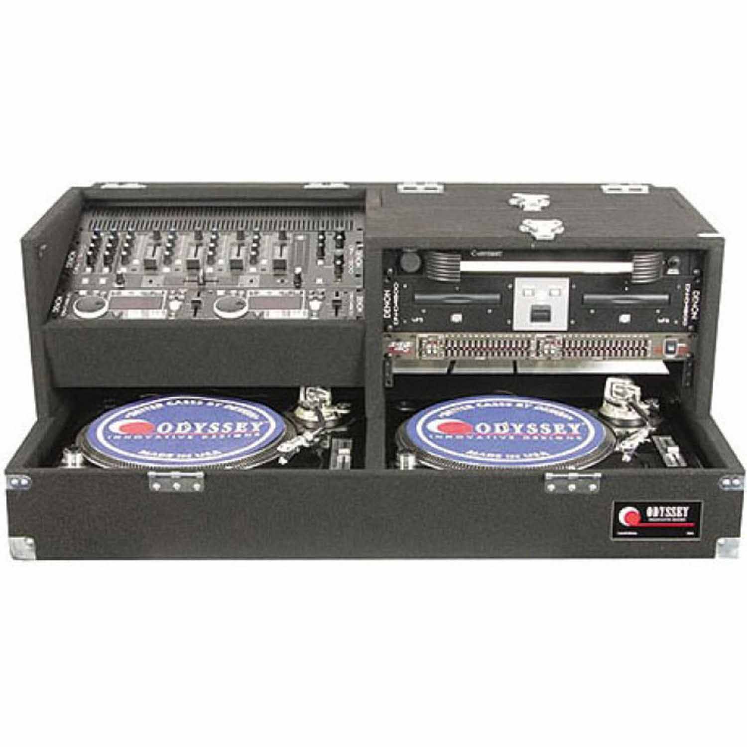 B-Stock: Odyssey CS132T Twin Rack 2 Turntable Case With 8U Slide-Back and 5U Rack Space - Hollywood DJ