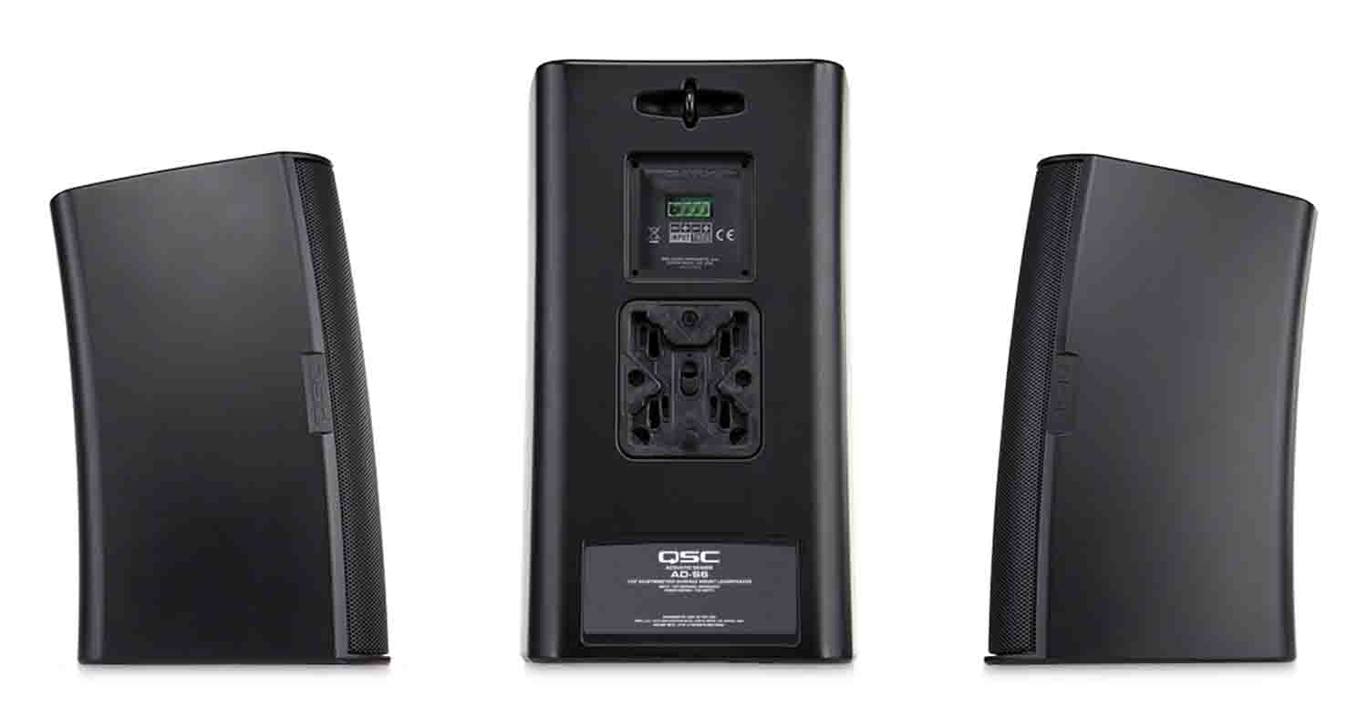 QSC AD-S6-BK 6.5 Inch Two-Way Surface Mount IP54 Passive Loudspeakers - Black - Hollywood DJ