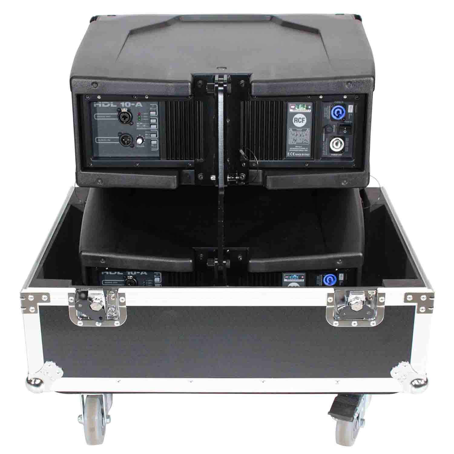 ProX X-RCF-HDL10AX2W Flight Case for 2x RCF HDL 10-A Line Array Speakers with 4-inch Wheels - Hollywood DJ
