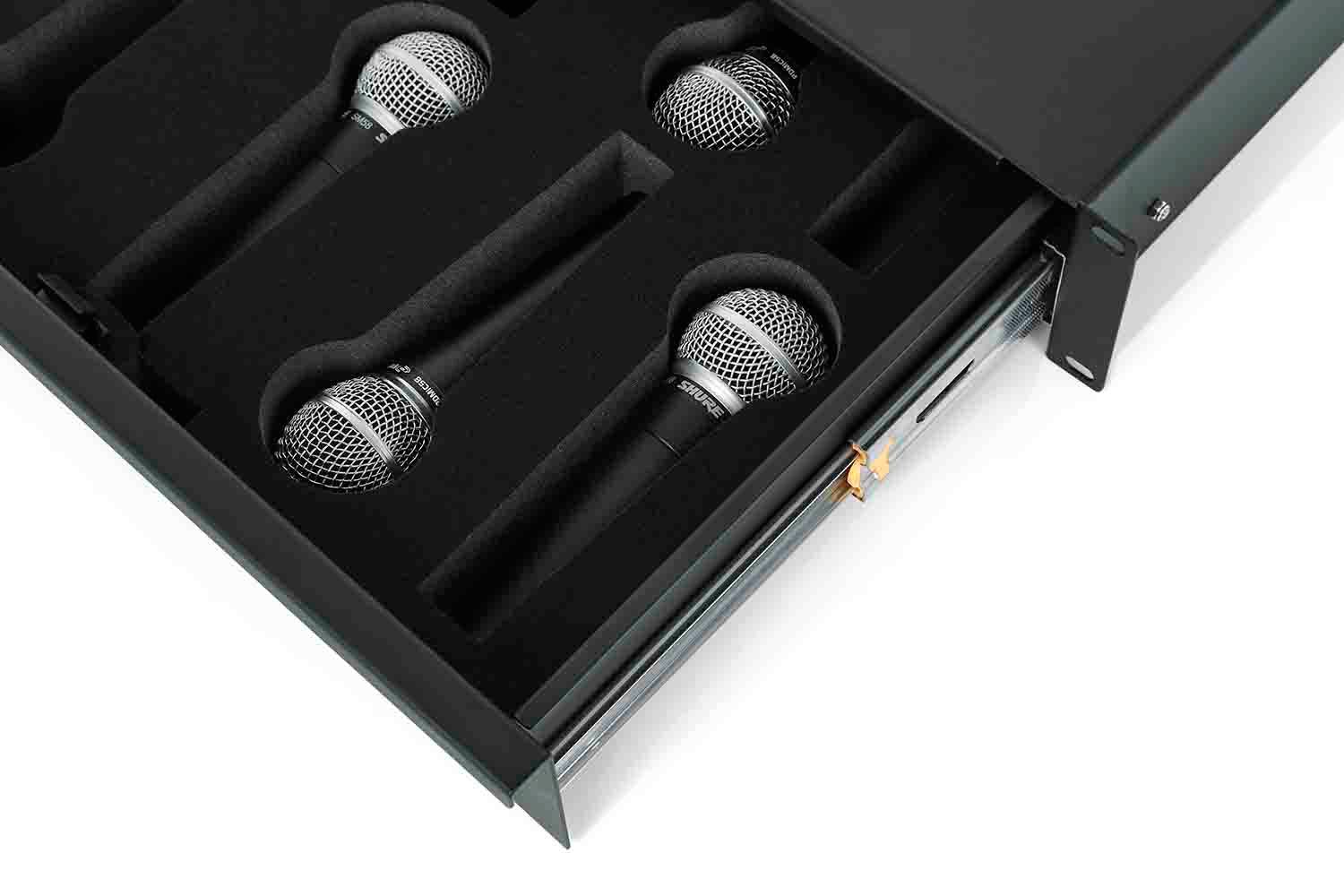Gator Cases GRW-DRWMIC10, 10 Microphone Lockable Drawer – 2U - Hollywood DJ