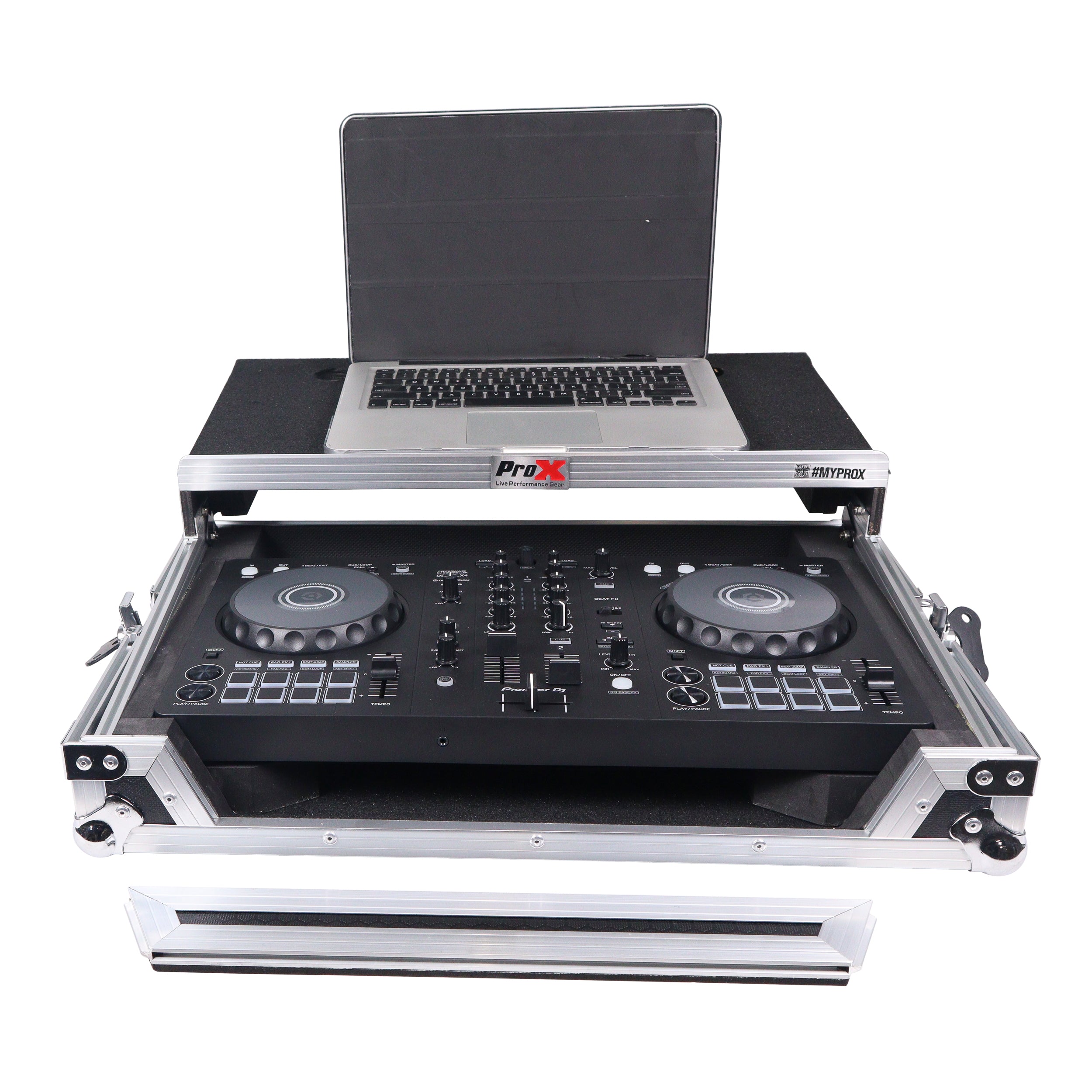 ProX X-DDJFLX4LT, ATA Flight Road Case for Pioneer DDJ-FLX4 DDJ-400 DDJ-SB3 DJ Controller with Laptop Shelf ProX Cases