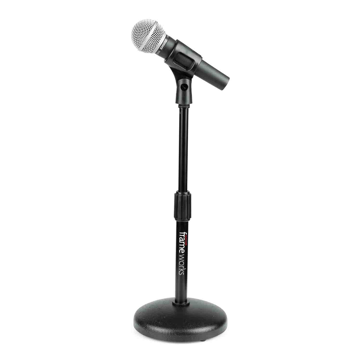 Gator Frameworks GFW-MIC-0501 Desktop Microphone Stand with Round Weighted Base and Adjustable Height - Hollywood DJ