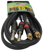 Prox XC-DPR10 Unbalanced Dual 1/4" TS-M to Dual RCA-M High Performance Audio Cable - 10 Feet - Hollywood DJ