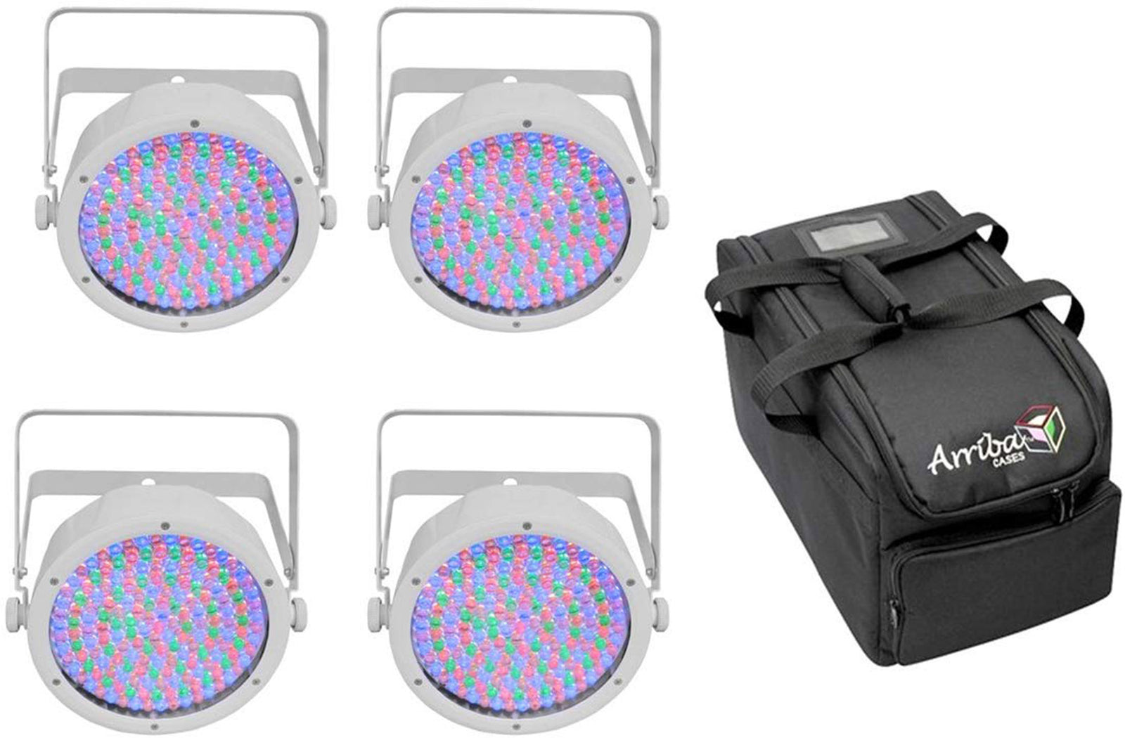 CHAUVET DJ EZpar 64 RGBA Battery-Powered Wash Light - 4 Pack with Carry Bag (White) - Hollywood DJ