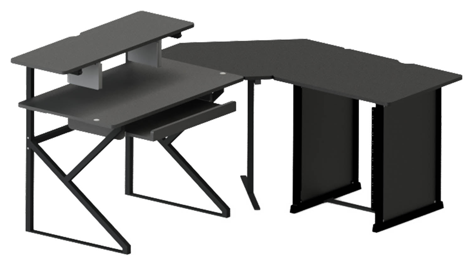 Gator Frameworks GFW-DESK-SET Content Creator Desk Set with Main Desk, Corner Section & 12U Studio Rack Table - Hollywood DJ