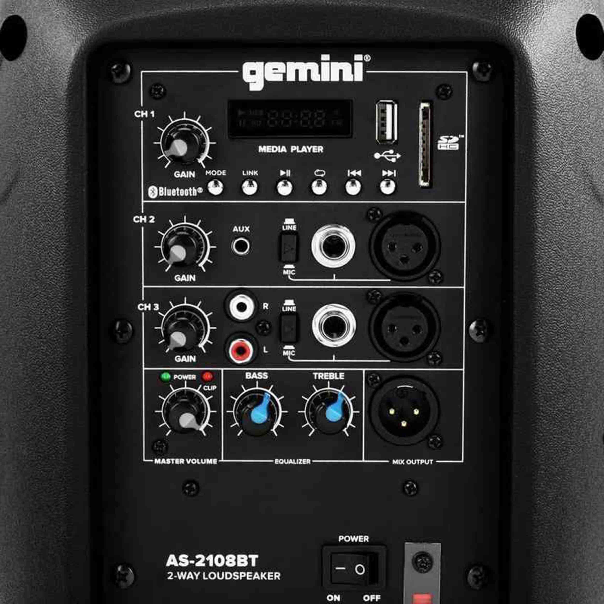 Gemini Sound AS-2108BT, 500-Watt Active 8-Inch Bluetooth Loudspeaker - Hollywood DJ