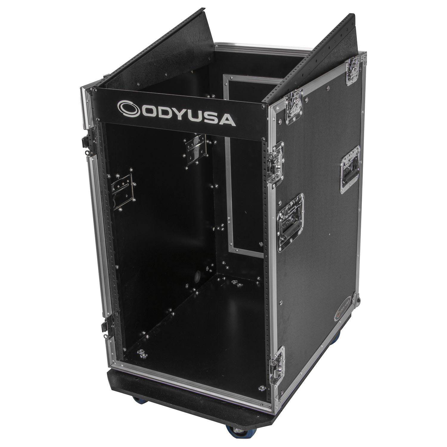 Odyssey FZ1316W 13U Top Slanted 16U Vertical Pro Combo Rack with Casters - Hollywood DJ