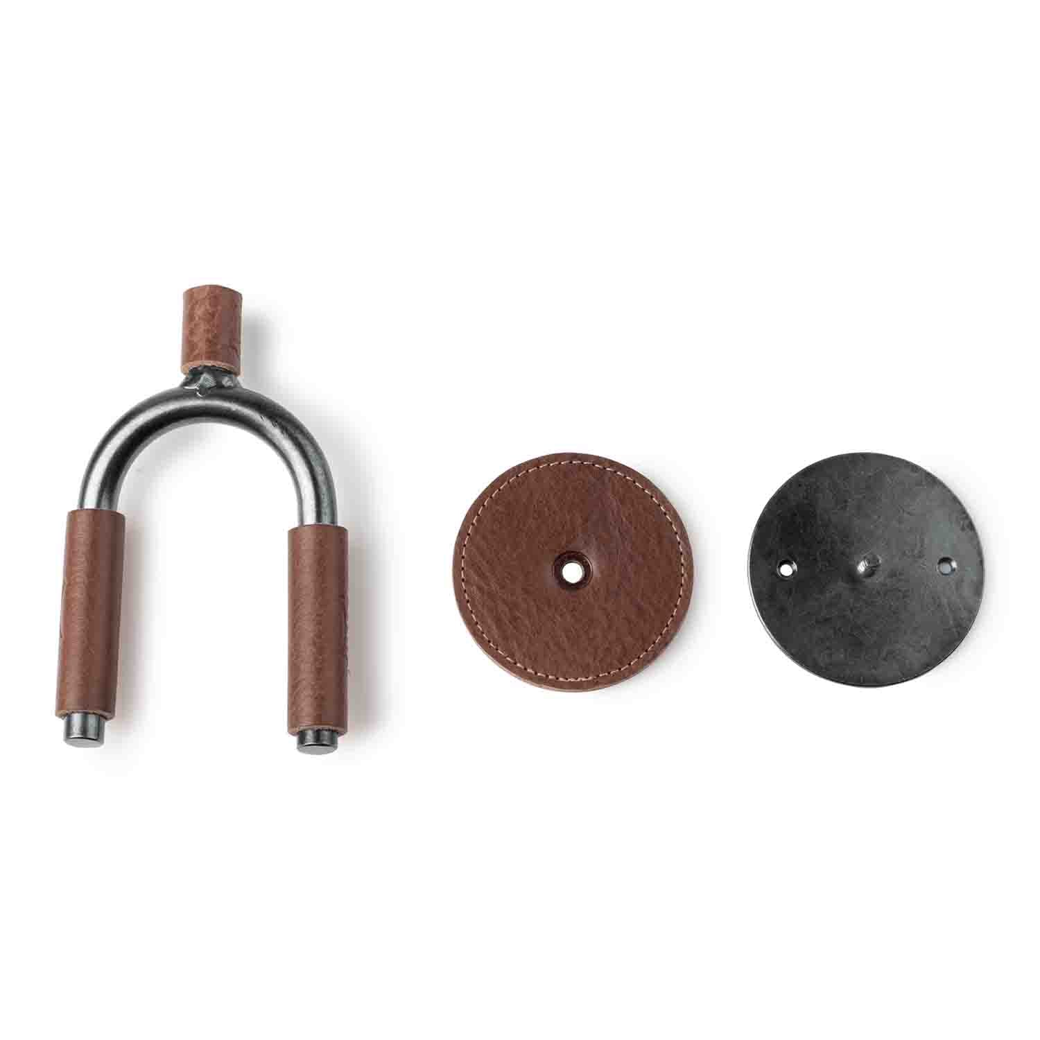 Levy's Leathers LVY-FGHNGR-SMBN Smoke Forged Guitar Hanger with Brown Leather - Hollywood DJ