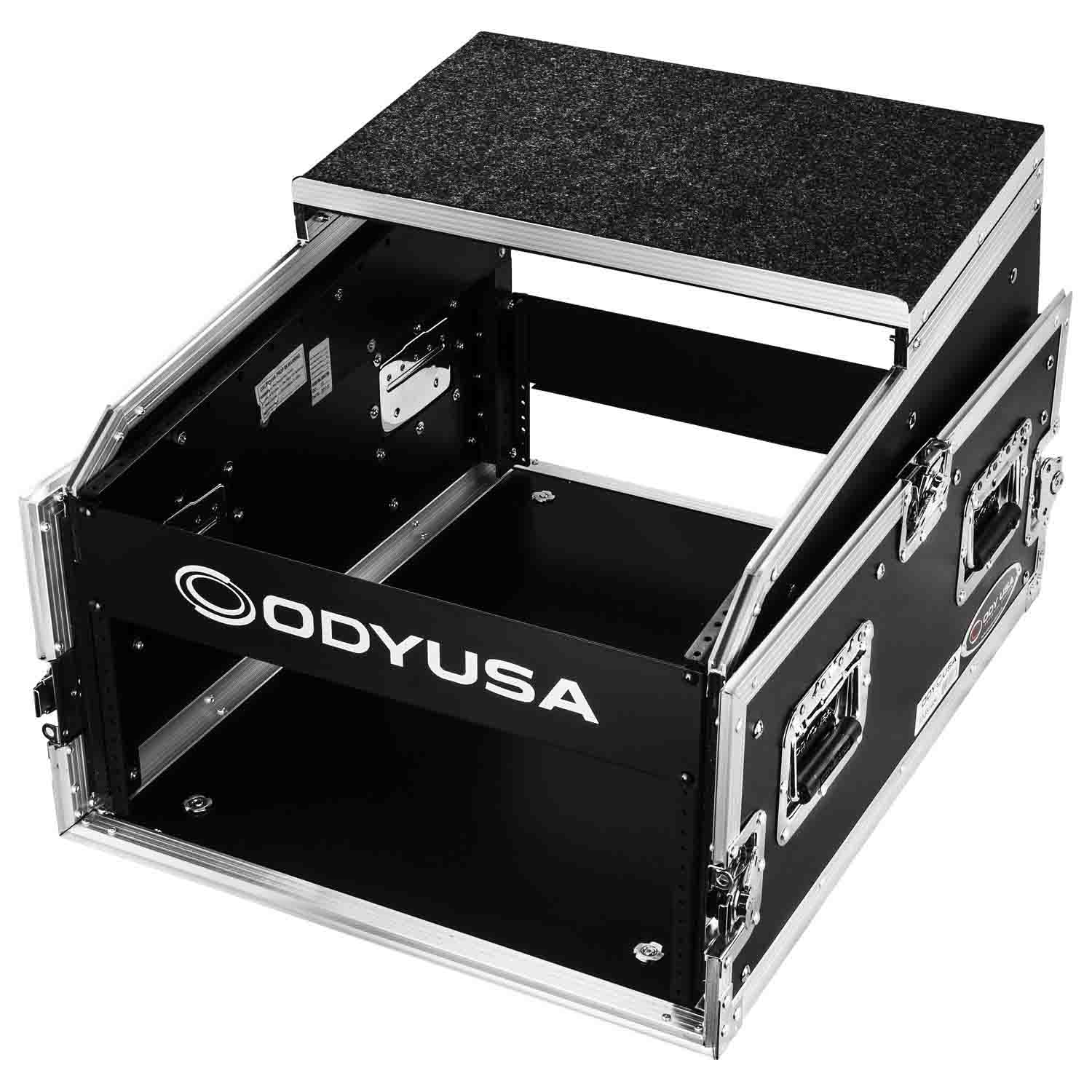 Odyssey FZGS1404, 14U Top Slanted 4U Bottom Vertical Pro Combo Rack Case with Glide Platform - Hollywood DJ