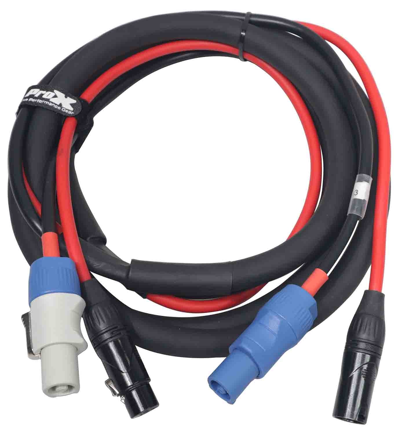 ProX XC-PWC14-XLR10 Grey XLR-F Connector to Blue XLR-M Link Cable for Powercon Compatible Devices - 10 Feet - Hollywood DJ