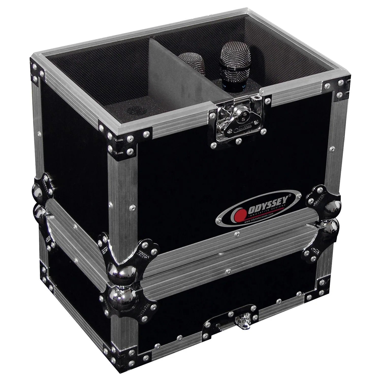 Open Box: Odyssey FZMIC12, Handheld Microphone Flight Case With Storage Compartment For 12 Microphones - Hollywood DJ