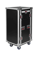 Gator Cases G-TOUR 10X16 PU, 10U Top 16U Side Console Rack Case with Casters - Hollywood DJ