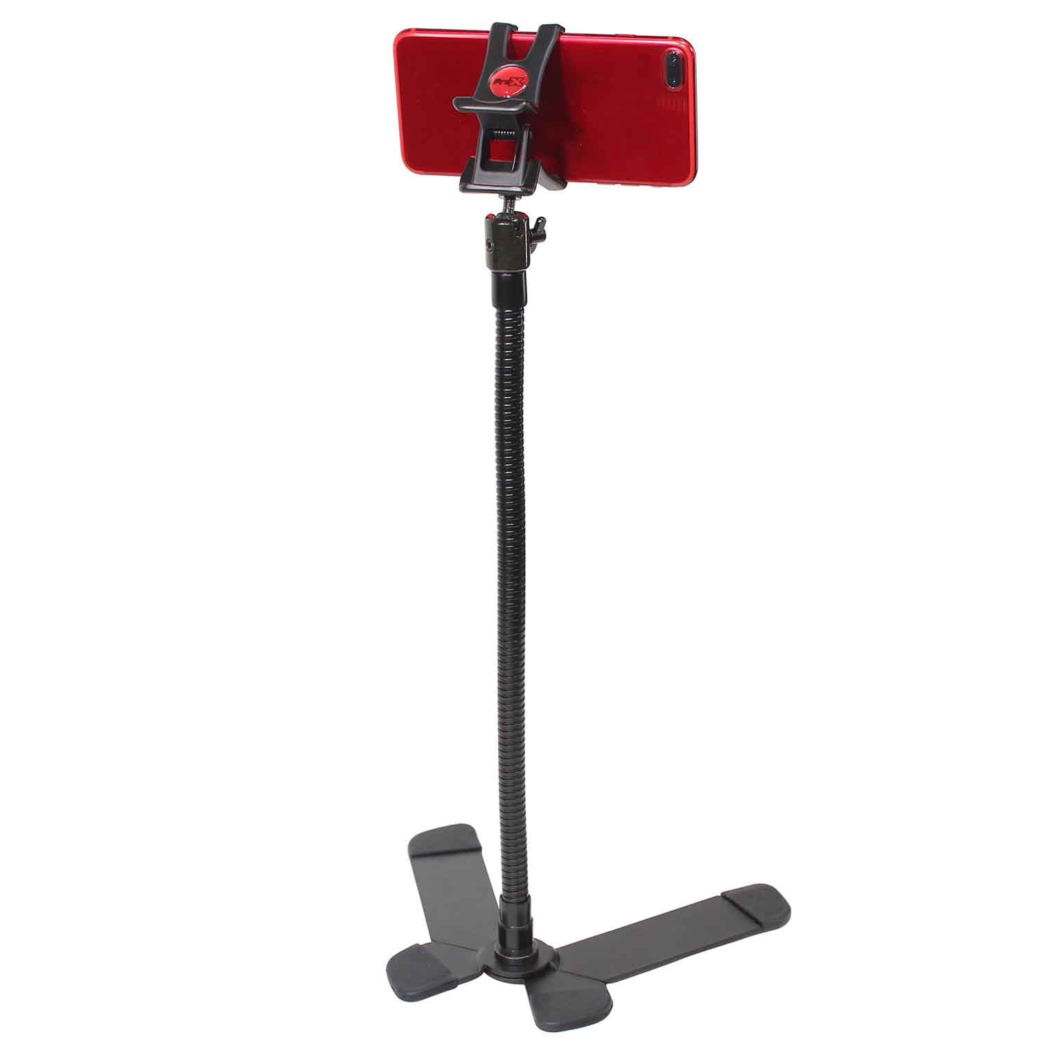 ProX X-MOBICP18 Cellphone Holder Selfie Stick with Table Stand Tripod Clamp and Case - Hollywood DJ