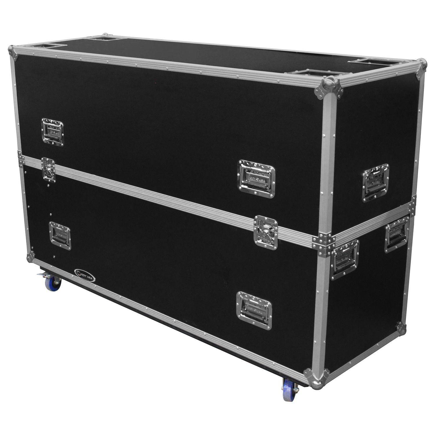 Odyssey FZ2FSM65W Dual 60-65″ Flat Screen Monitor Flight Case with Casters - Hollywood DJ