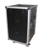 Prox T-16RSP24DST 16U Vertical Shockproof Amp/Rack Case with Dual Side Tables and 4 Casters - 24" Rail to Rail - Hollywood DJ