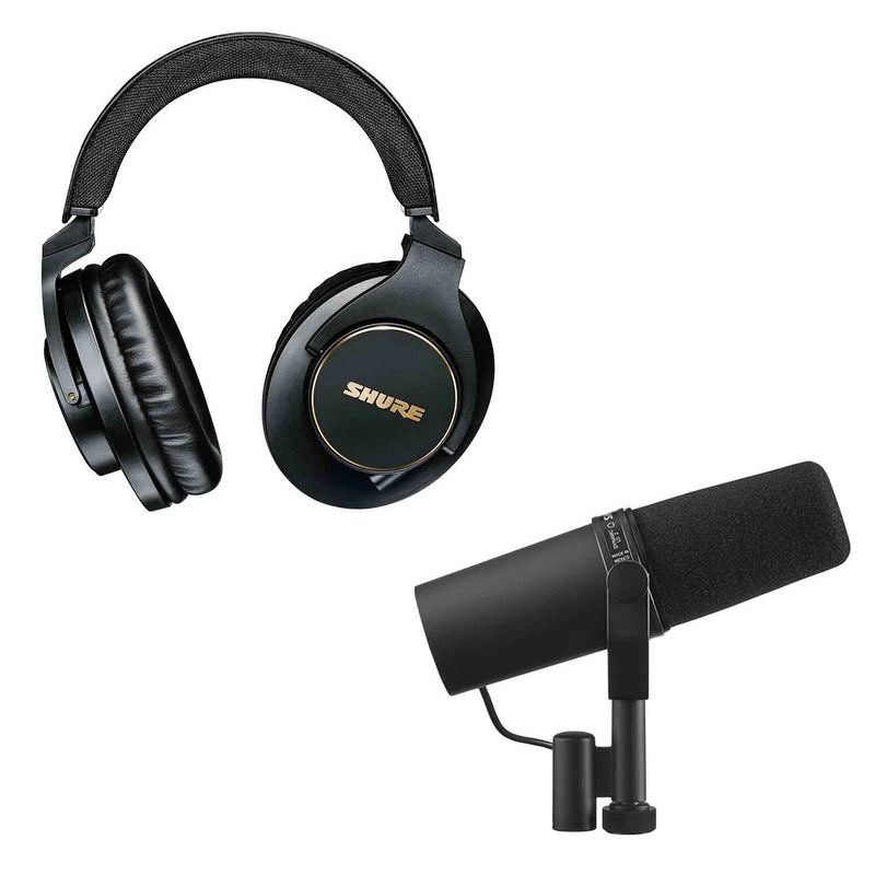 Shure SRH840A Professional Monitoring Headphones with SM7B Cardioid Dynamic Studio Vocal Microphone - Hollywood DJ
