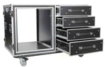 ProX XS-12U4DTW, 12U Shockproof Workstation Case with Dual Side Table and Drawers - 24 In Rail to Rail - Hollywood DJ