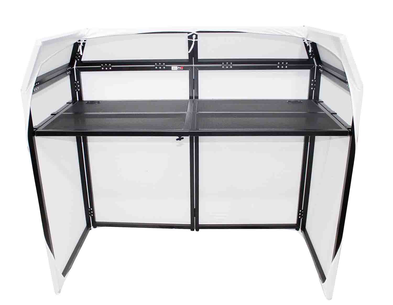 ProX XF-MESA-MK2 DJ Facade Table Station with White & Black Scrims and Padded Carry Bag - Hollywood DJ