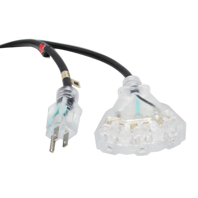 ProX XC-P143-10, 3-Socket Power Cord NEMA 5-15P to NEMA 5-15R 14AWG 3-Prong Black - 10 Feet by ProX Cases