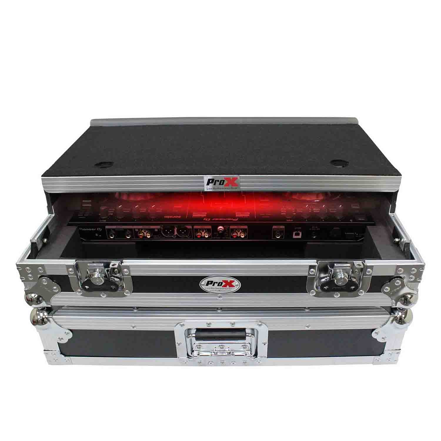 ProX XS-DDJSR2LT LED DJ Flight Case for Pioneer DDJ-SR2 Digital Controller with Laptop Shelf and Bonus LED Kit - Hollywood DJ