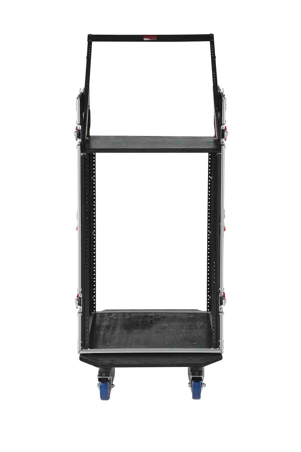 Gator Cases G-TOUR 10X16 PU, 10U Top 16U Side Console Rack Case with Casters - Hollywood DJ
