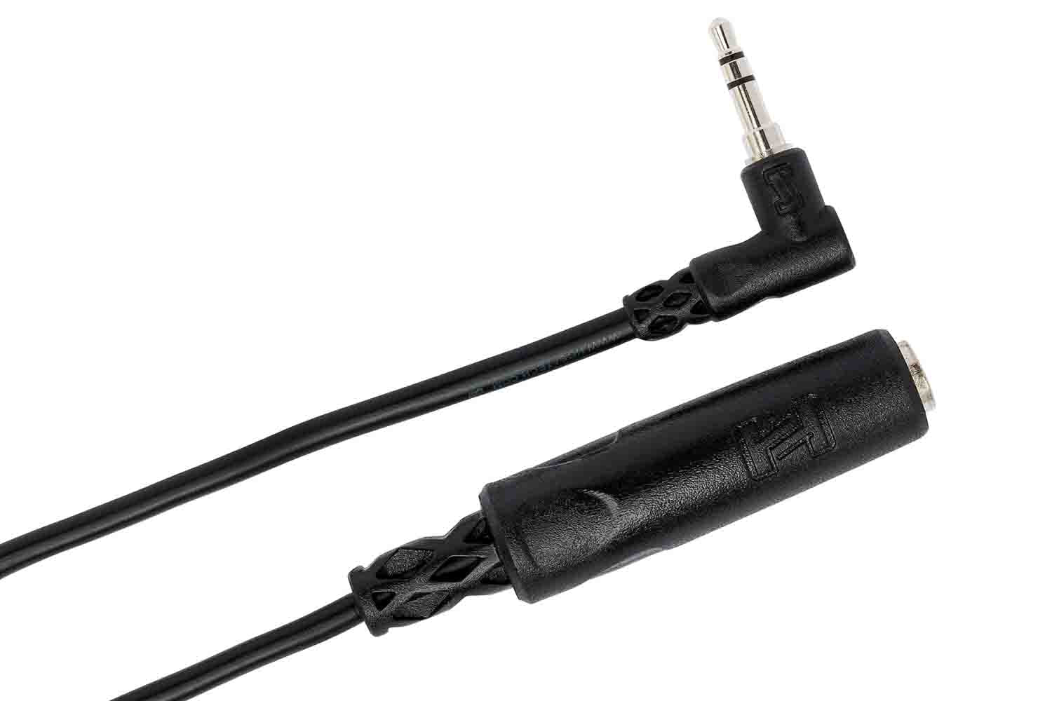 Hosa MHE-100.5 Headphone Adaptor, 1/4 in TRS to Right-angle 3.5 mm - 6 In - Hollywood DJ