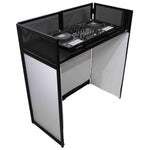 ProX XF-VISTA BL VISTA DJ Booth Facade Table Station with White/Black Scrim kit and Padded Travel Bag - Hollywood DJ
