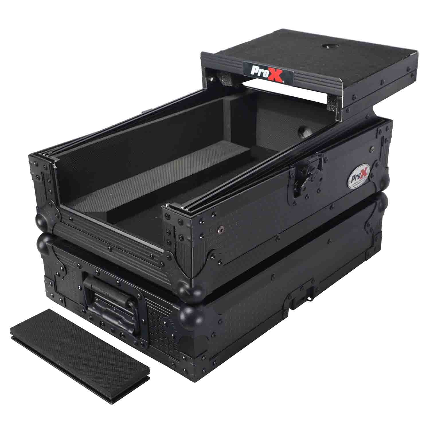 ProX XS-DJMS7LTBL Flight Case for Pioneer DJM-S7 Mixer with Sliding Laptop Shelf - Black on Black - Hollywood DJ