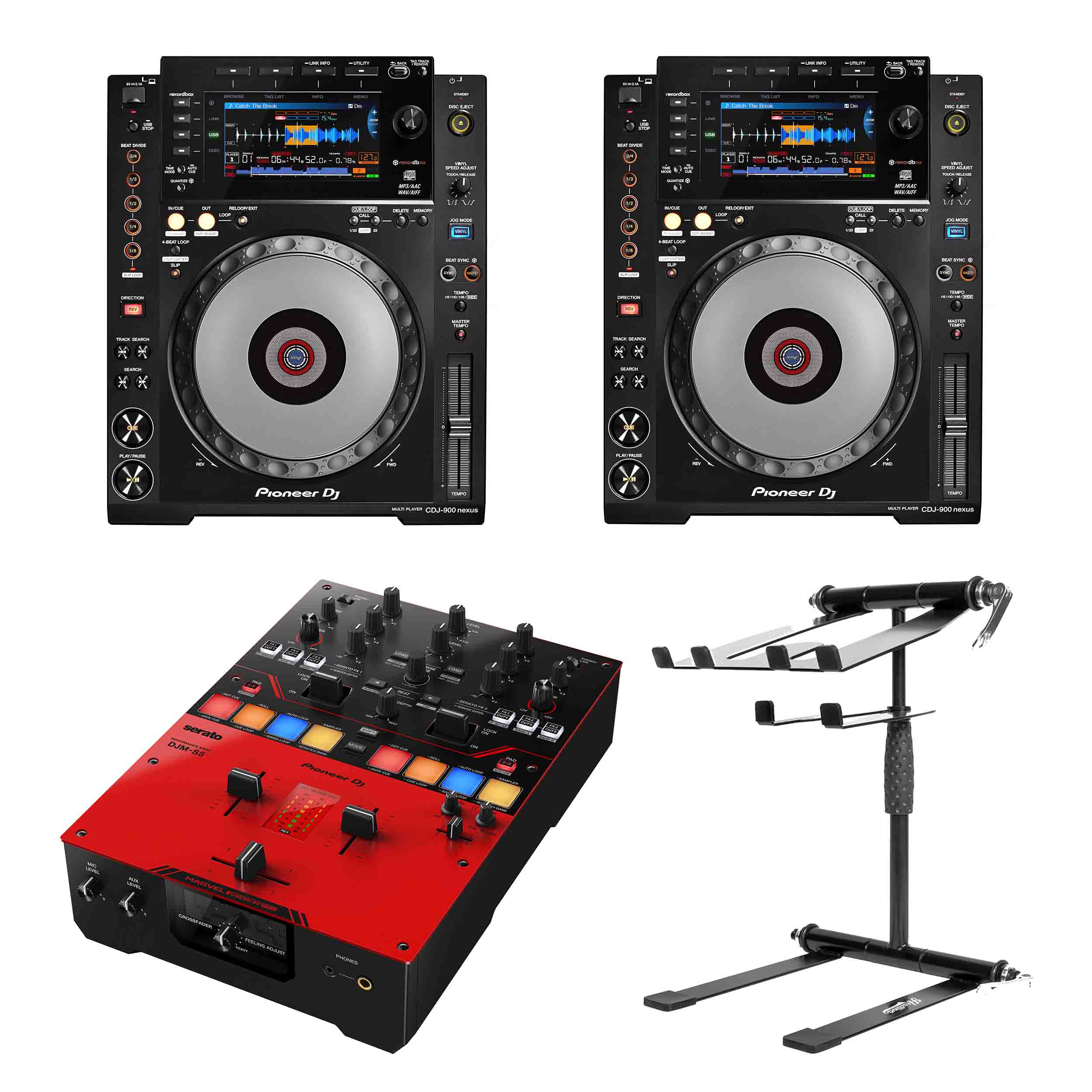 Pioneer DJ CDJ-900NXS Multi Player Package with 2-Channel DJ Mixer and Laptop Stand Pioneer DJ