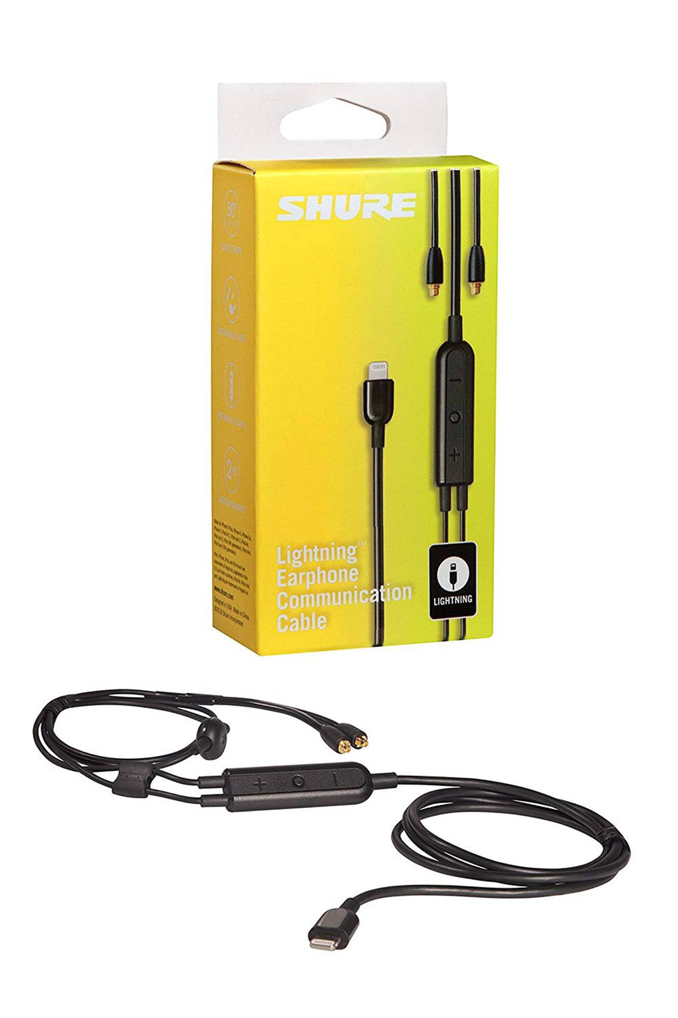 Shure RMCE-LTG Remote + Mic Lightning Accessory Cable for SE Model Earphones - Hollywood DJ