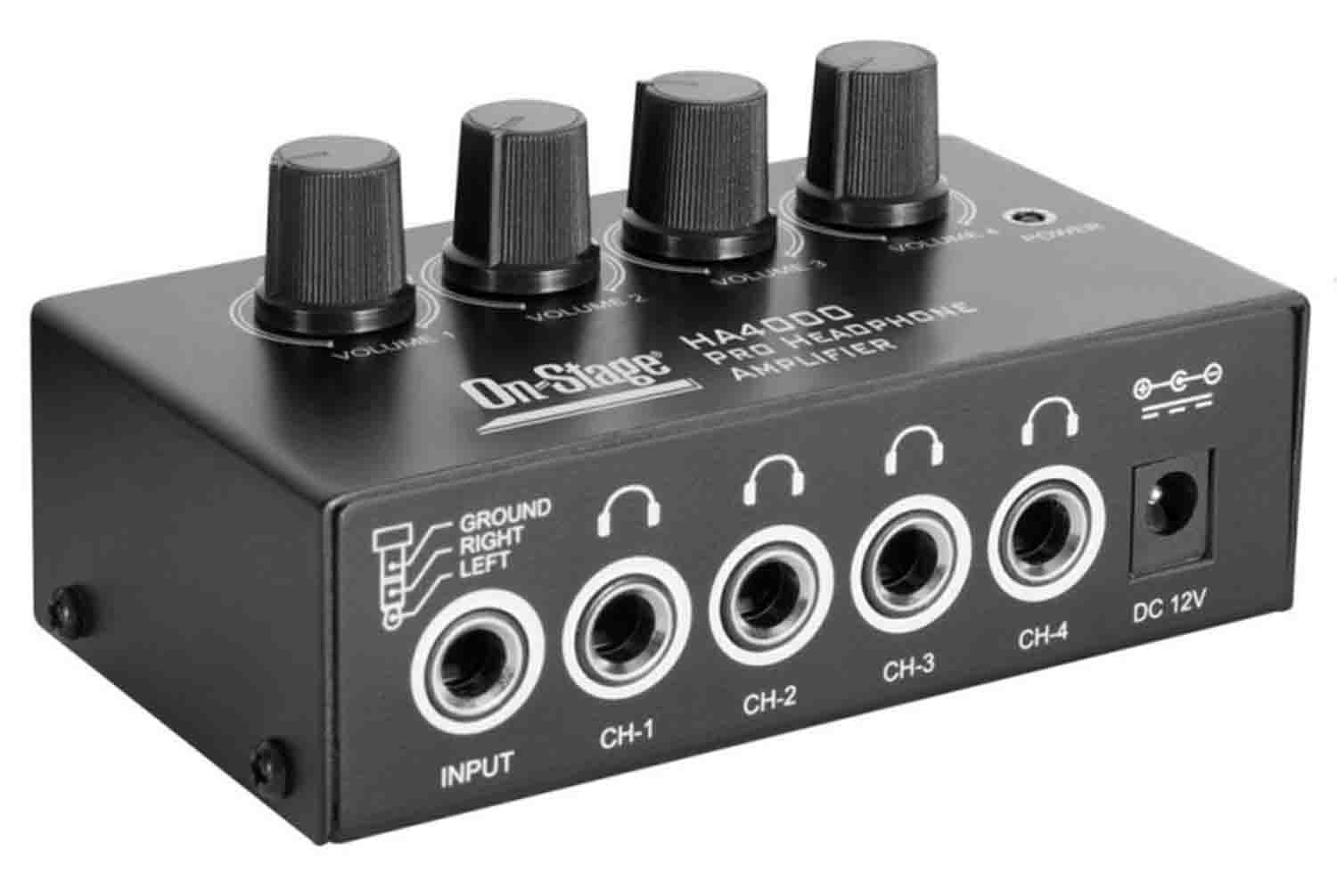 Onstage HA4000 Four-Channel Headphone Amplifier - Hollywood DJ