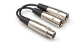 Hosa YXM-121 Y Cable, XLR3F to Dual XLR3M, 6 in - Hollywood DJ